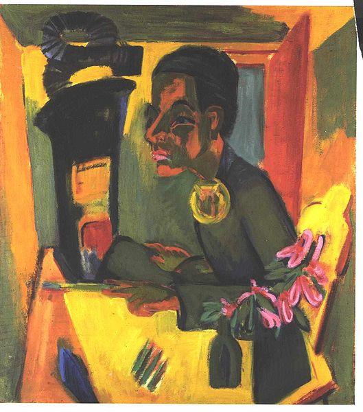 Ernst Ludwig Kirchner Selfportrait with easel oil painting image